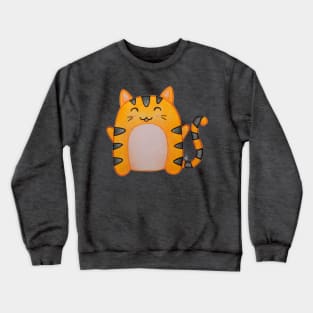 Happy Cute Tiger - An Orange Kawaii Cat Crewneck Sweatshirt